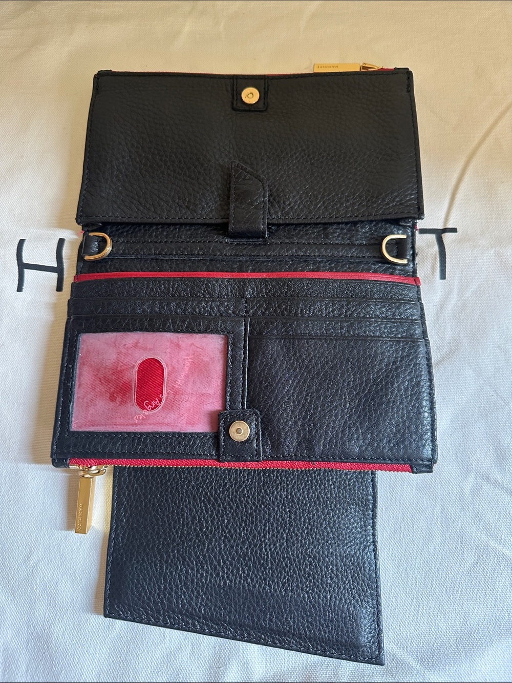 Hammitt Levy in Black/ Brushed Gold Red Zip - Picture 3 of 5